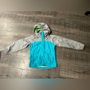 The North Face Kids Aqua and Gray Raincoat